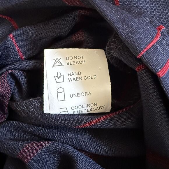 Vtg Yves Saint Laurent YSL 100% Silk Navy Red Stripe Polo Shirt Mens Approx. XXL - Picture 16 of 16